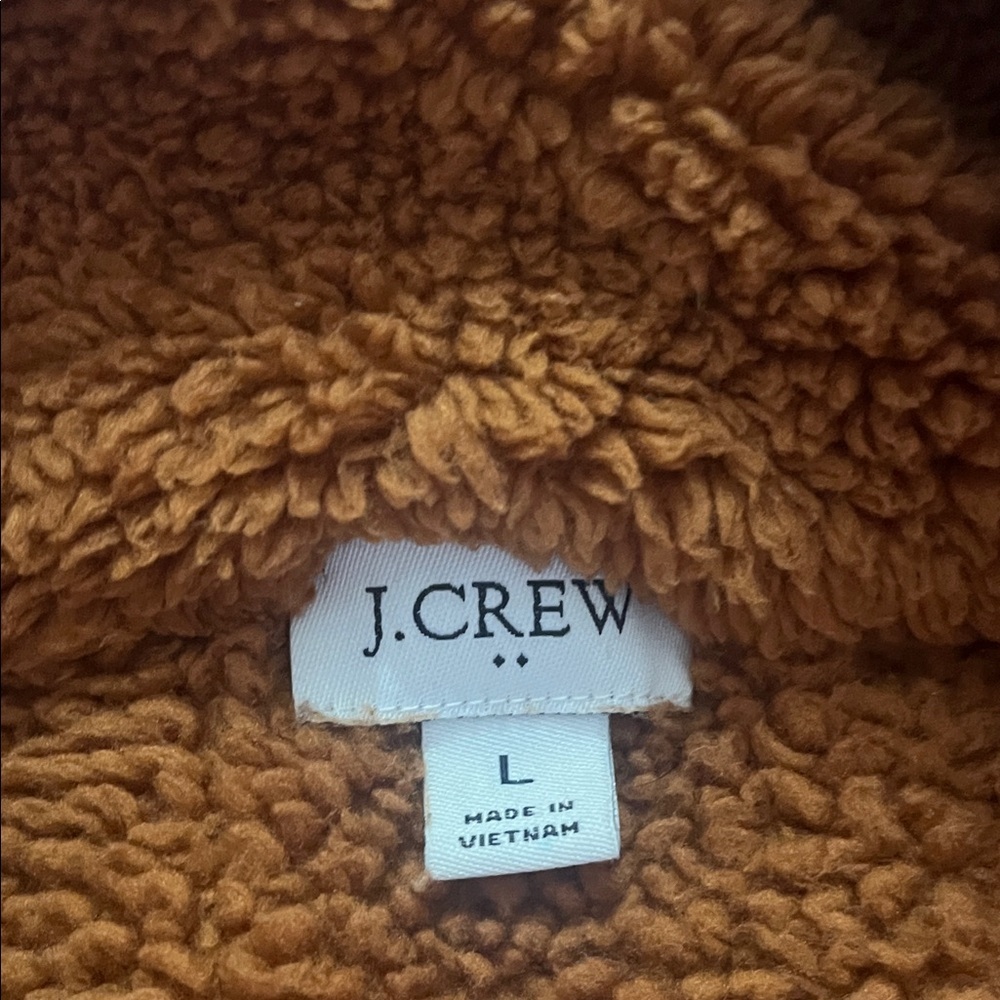 J. Crew Orange Pink Sherpa Pullover Oversized Fleece Sweatshirt Jacket Large - Picture 2 of 7